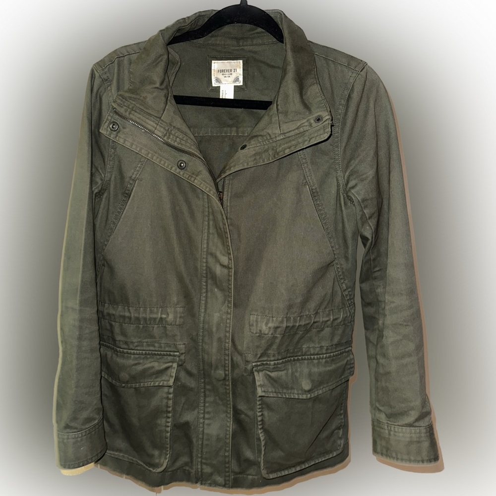 Forever 21 Olive Jacket Size S - Picture 2 of 14